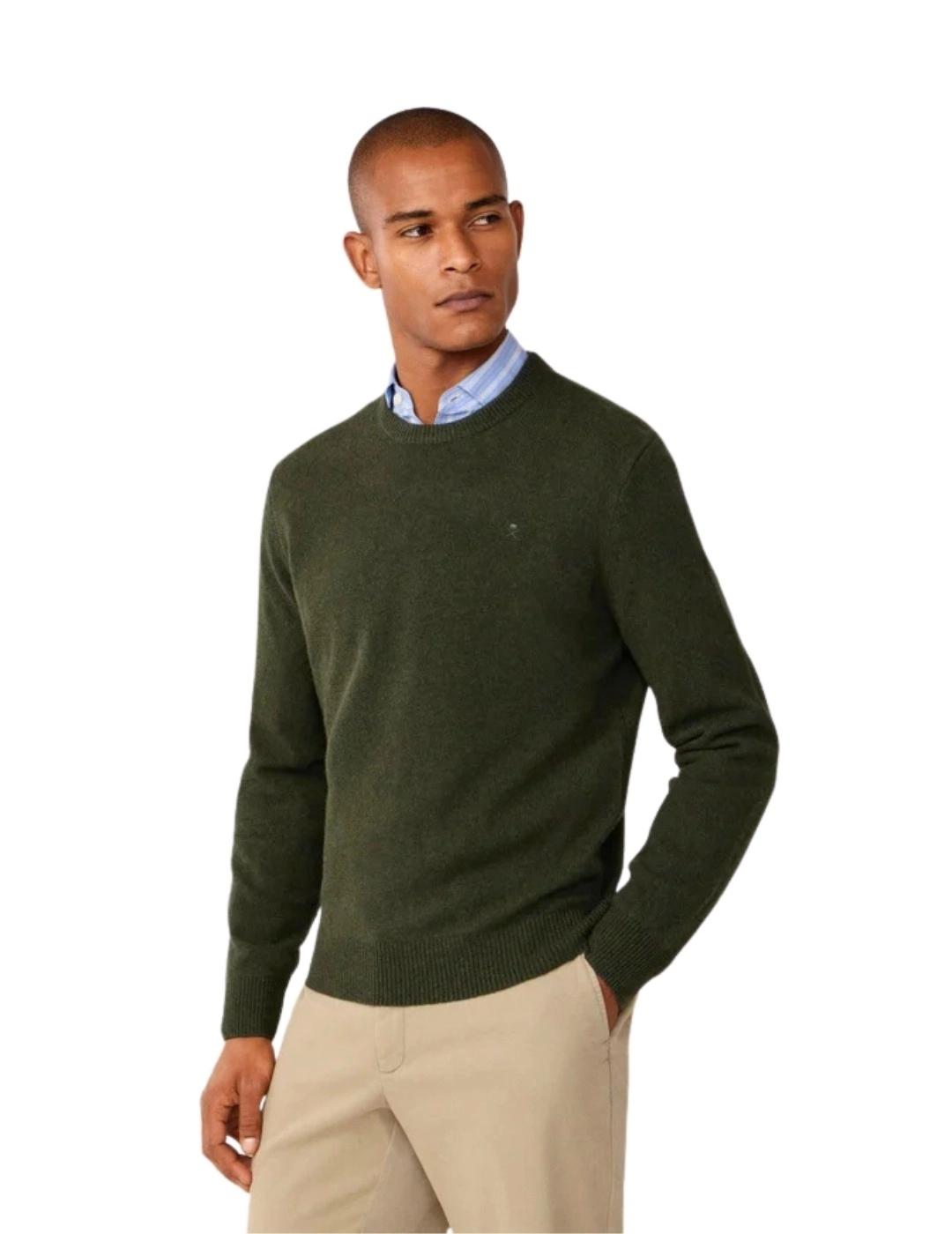 Hackett Jersey de lana cuello redondo Verde oscuro
