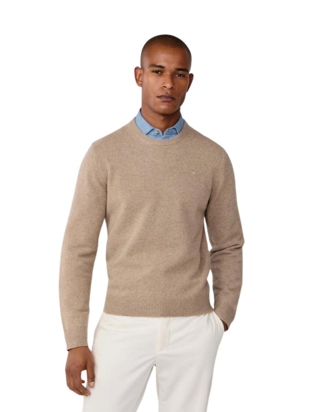 Hackett Jersey de lana cuello redondo Beige
