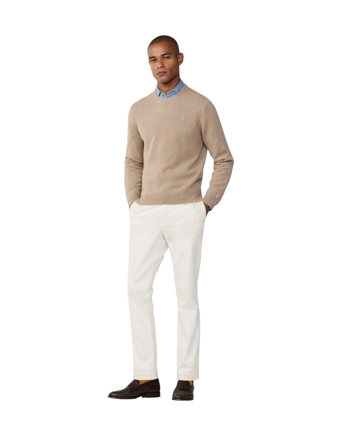 Hackett Jersey de lana cuello redondo Beige