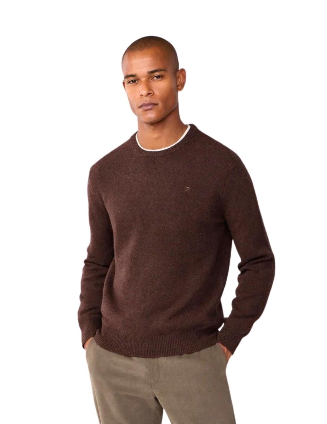 Hackett Jersey de lana cuello redondo Marrón oscuro