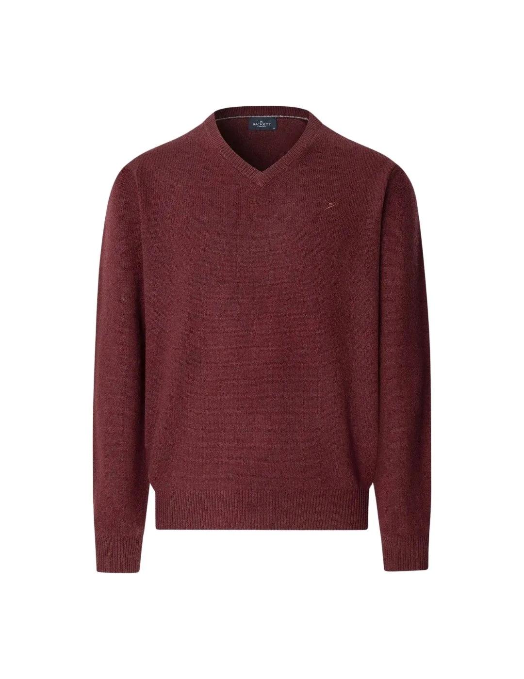 Hackett Jersey de lana cuello pico Granate