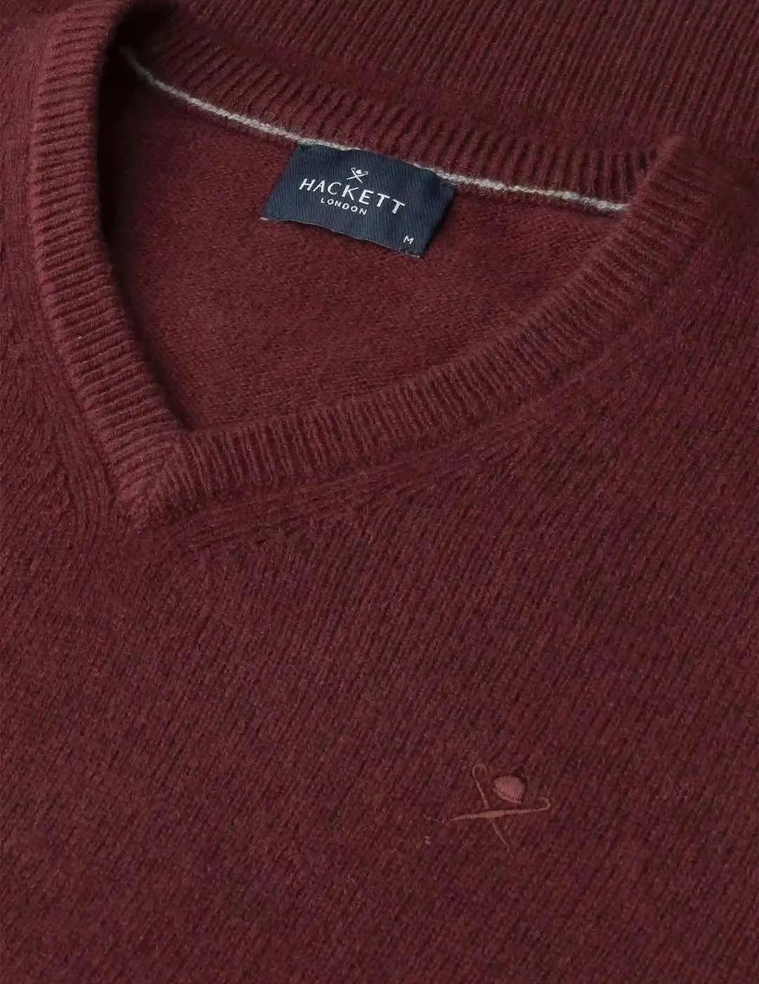 Hackett Jersey de lana cuello pico Granate