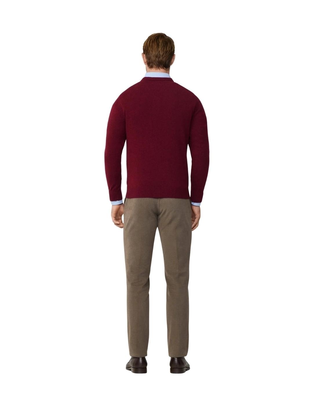 Hackett Jersey de lana cuello pico Granate