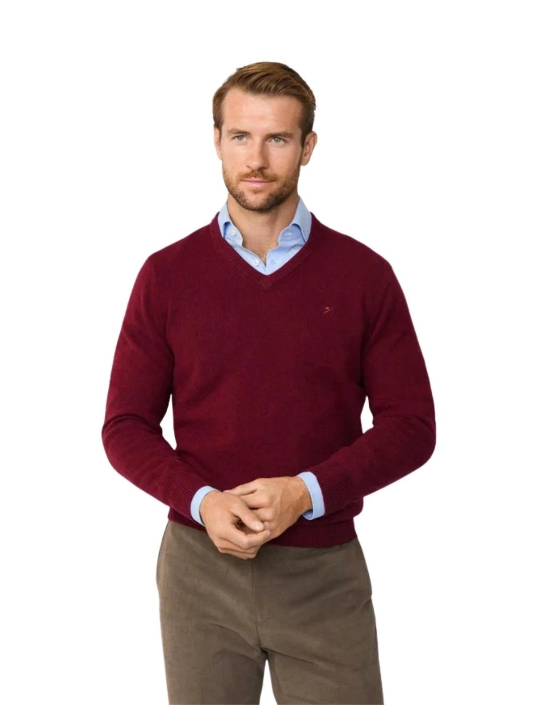 Hackett Jersey de lana cuello pico Camel