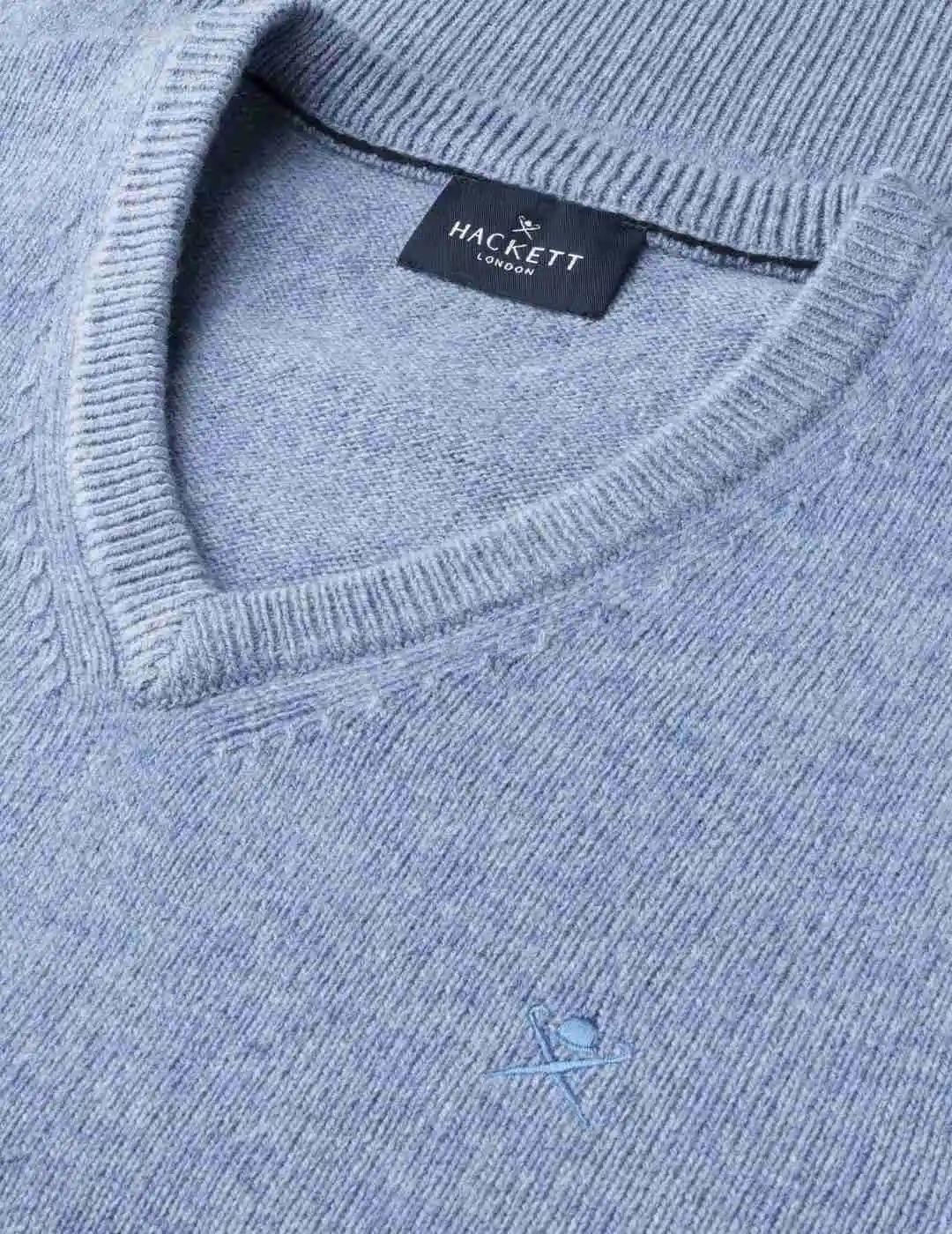 Hackett Jersey de lana cuello pico Azul claro