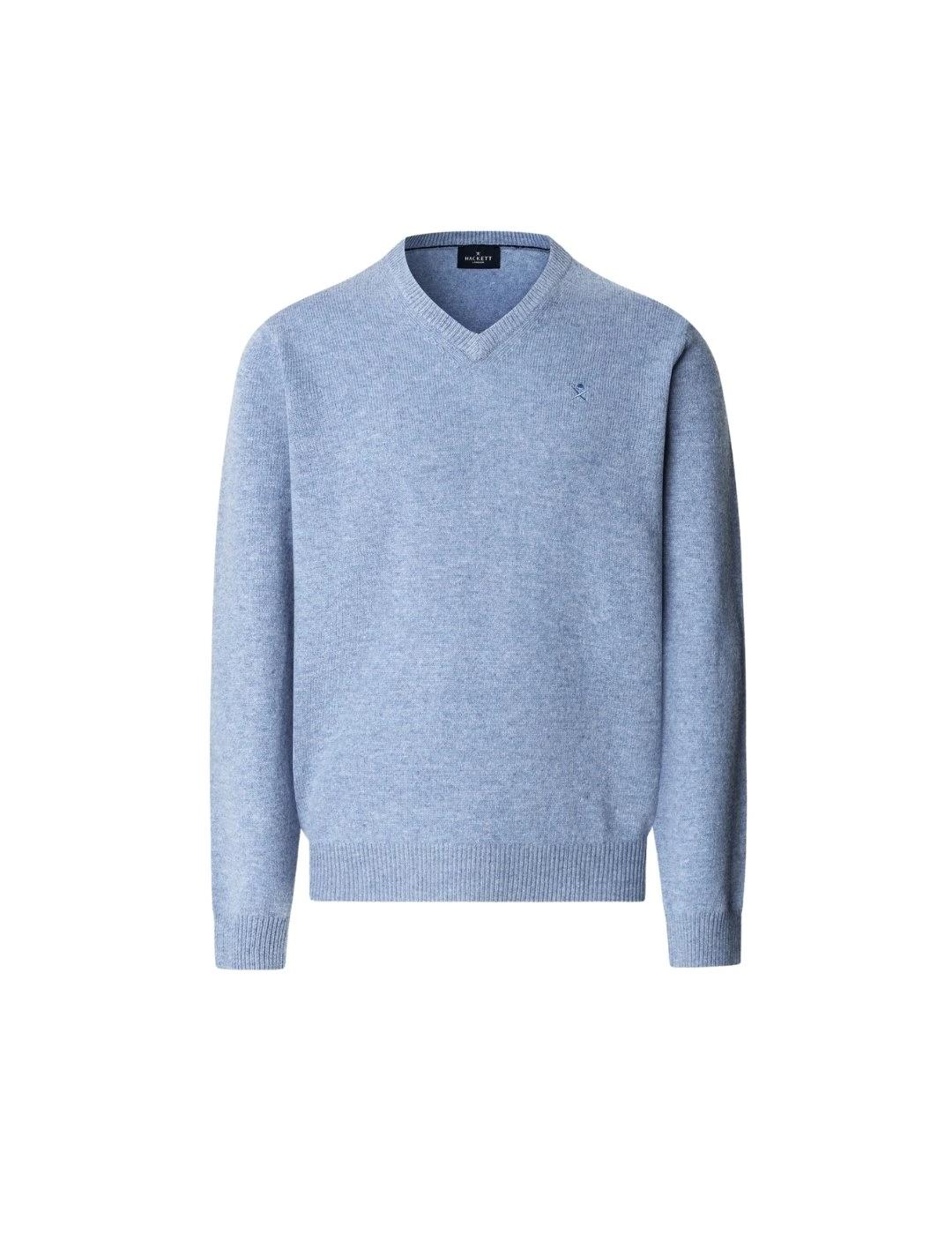 Hackett Jersey de lana cuello pico Azul claro
