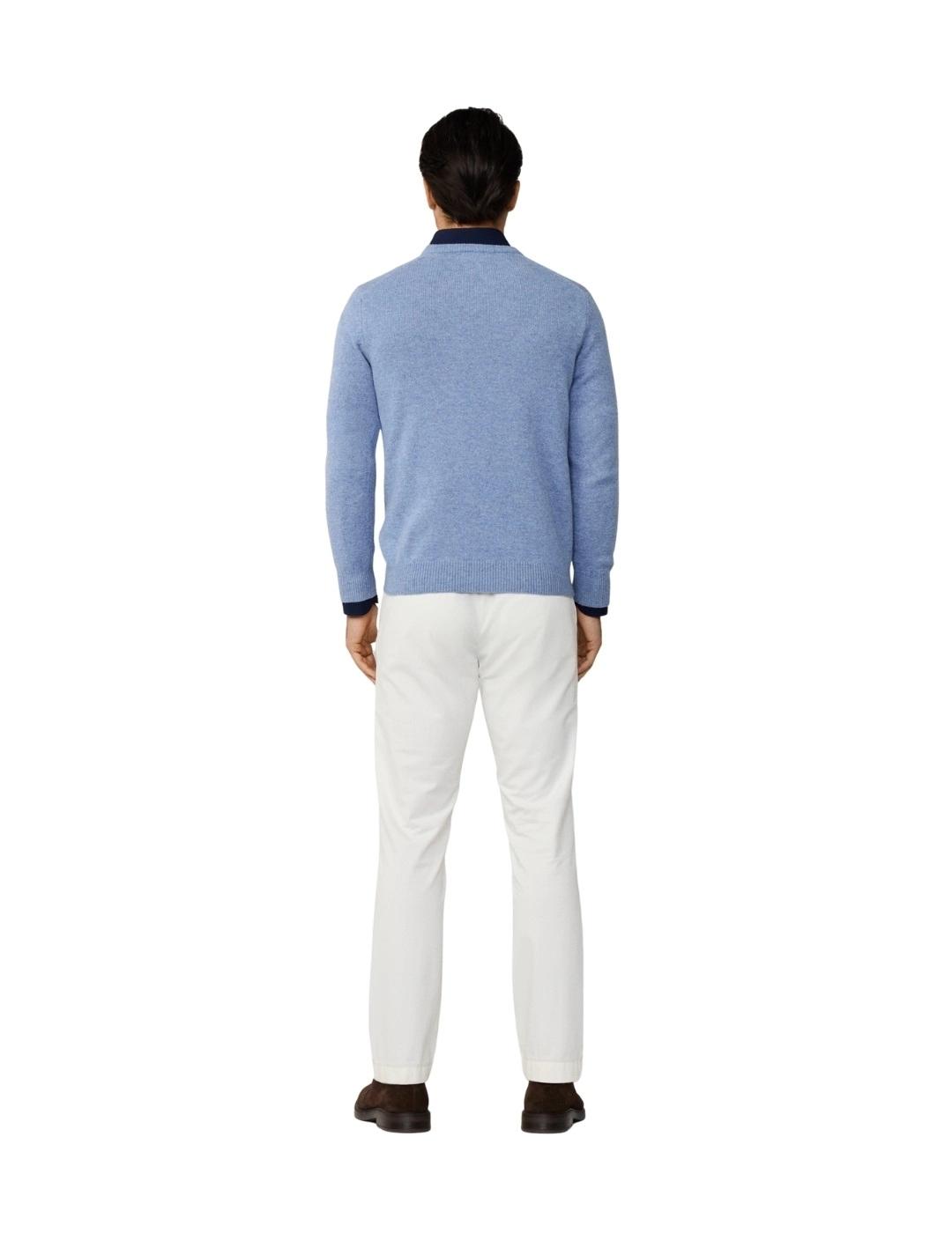 Hackett Jersey de lana cuello pico Azul claro