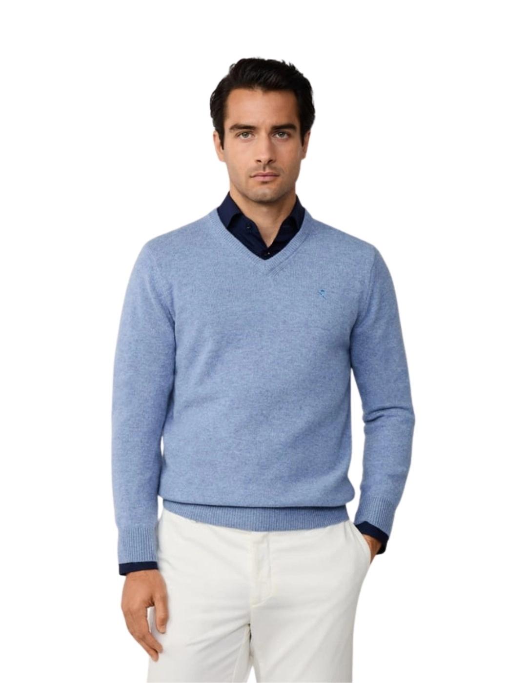 Hackett Jersey de lana cuello pico Camel