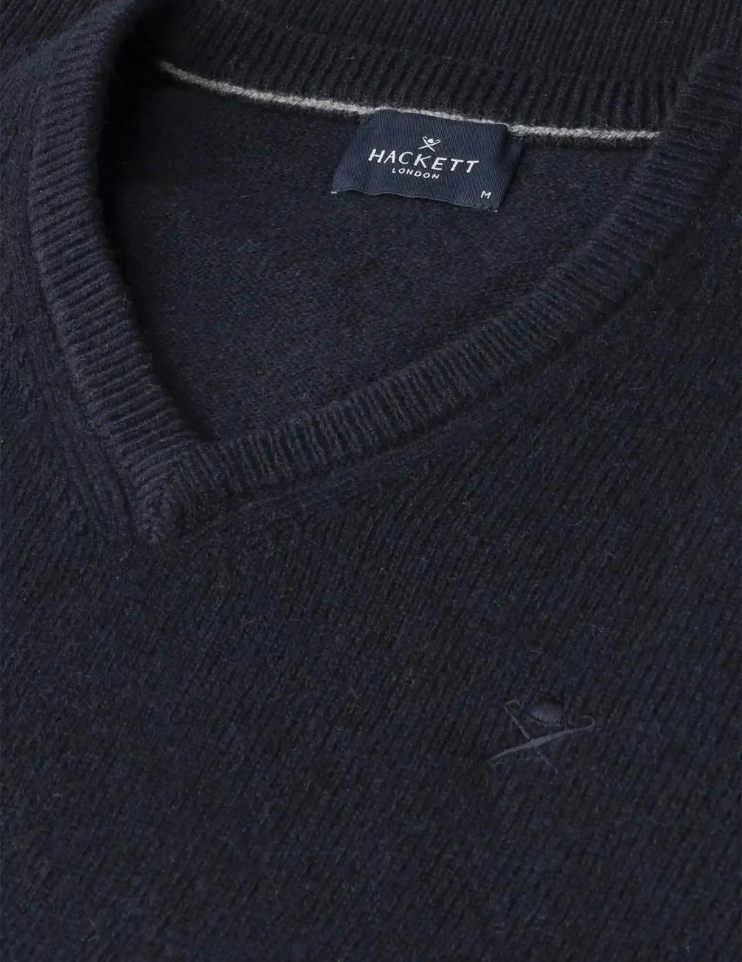 Hackett Jersey de lana cuello pico Azul medianoche