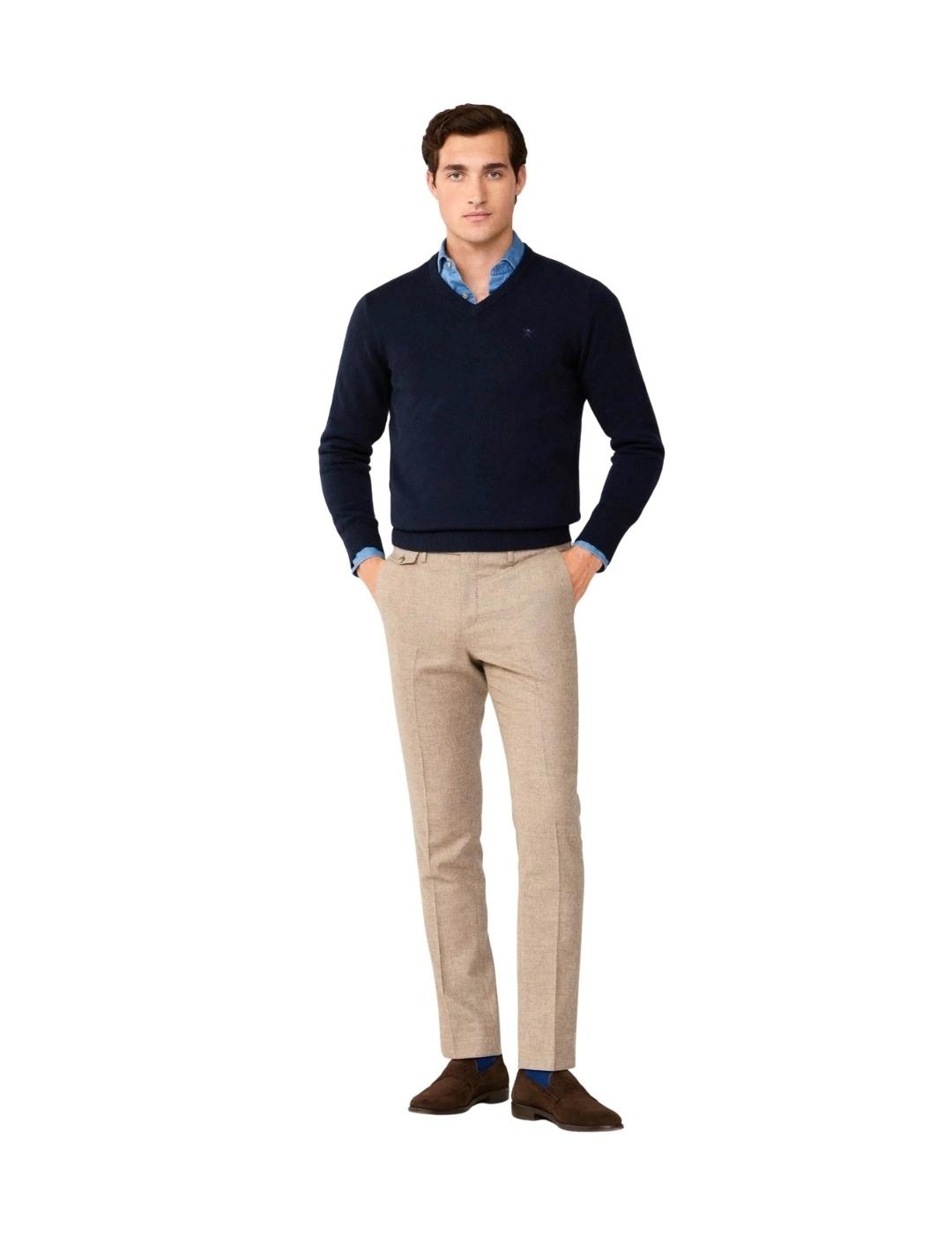 Hackett Jersey de lana cuello pico Azul medianoche