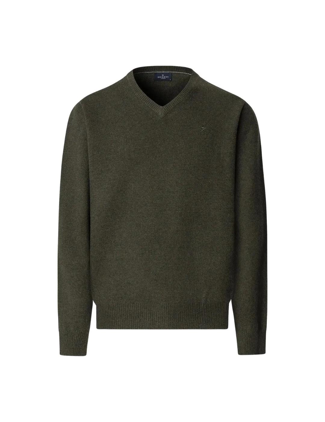 Hackett Jersey de lana cuello pico Verde oscuro