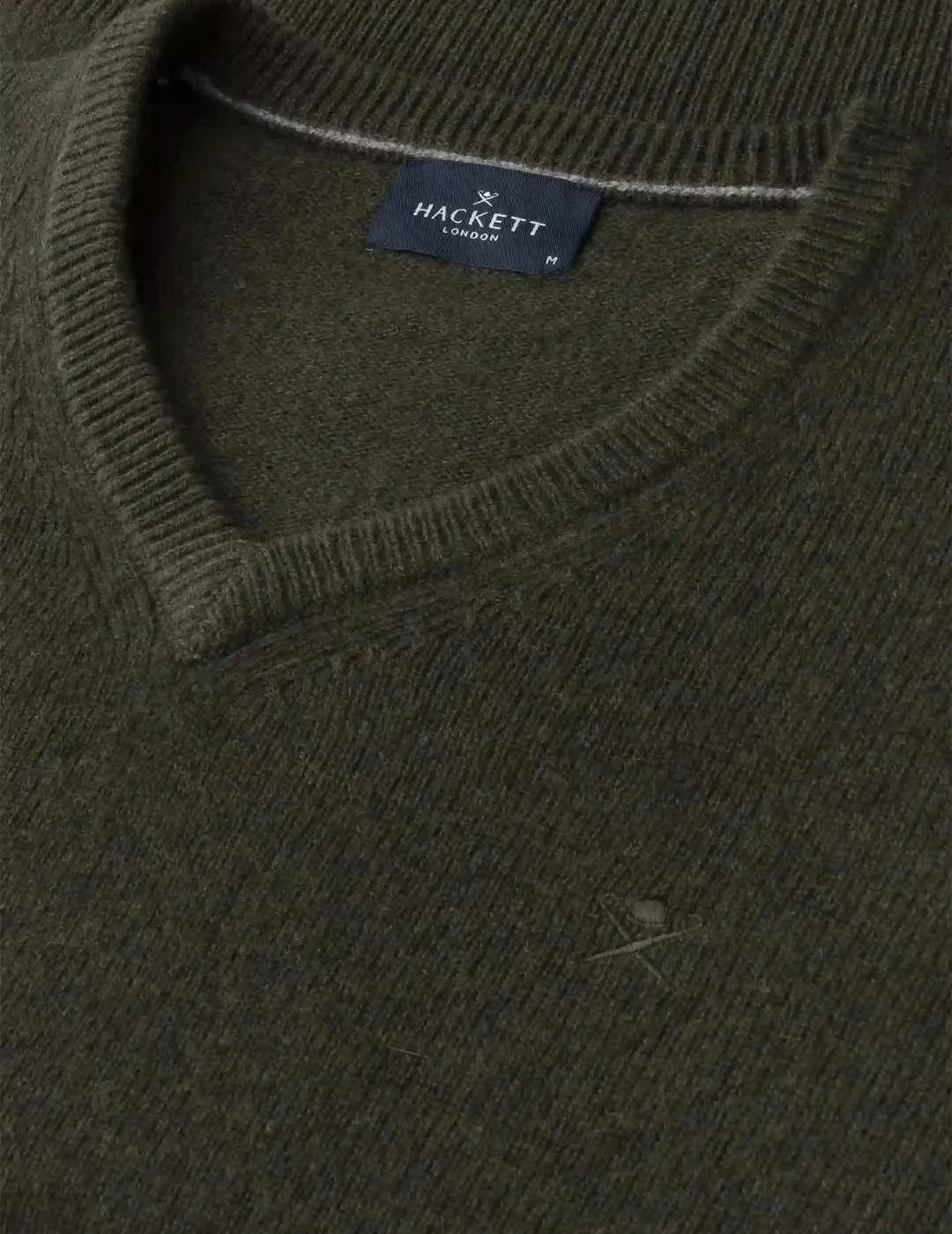 Hackett Jersey de lana cuello pico Verde oscuro