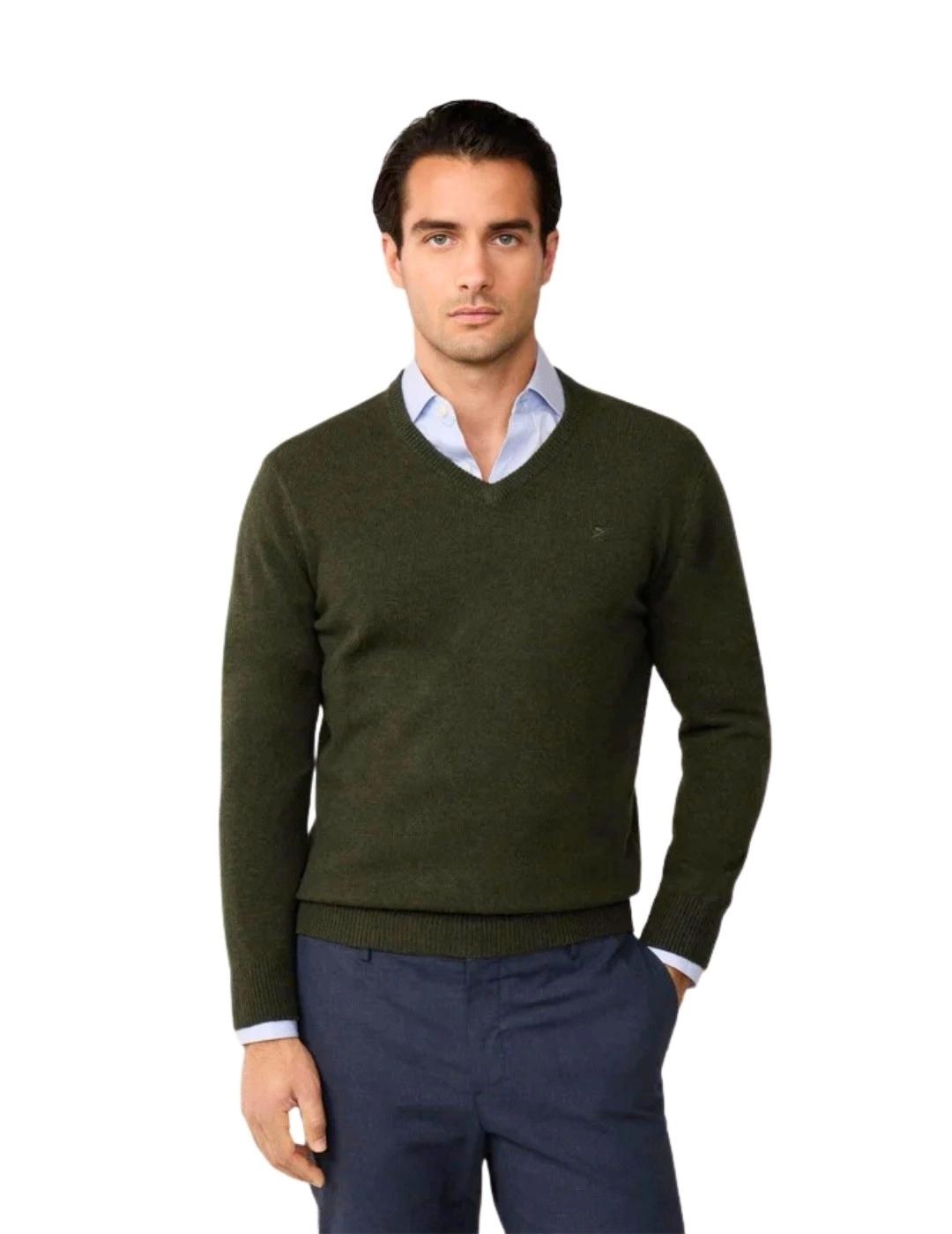 Hackett Jersey de lana cuello pico Camel
