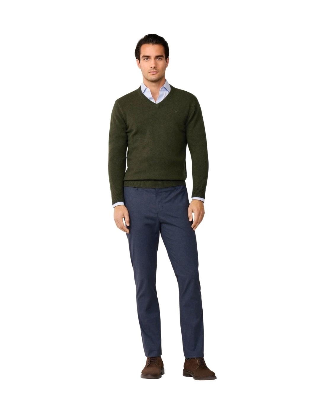 Hackett Jersey de lana cuello pico Verde oscuro