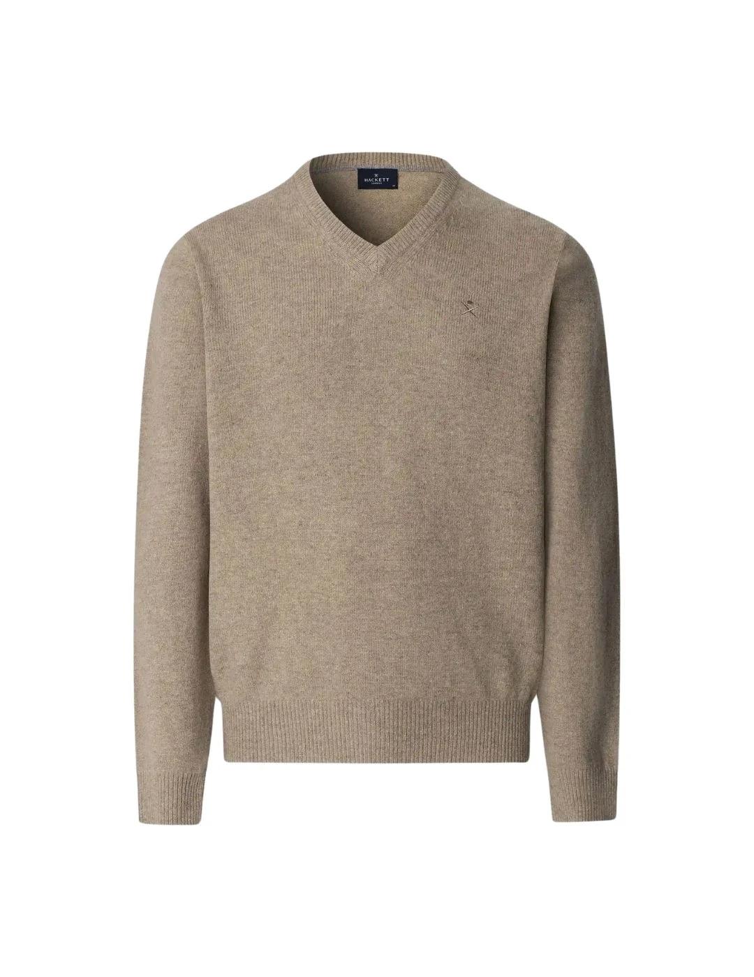 Hackett Jersey de lana cuello pico Beige
