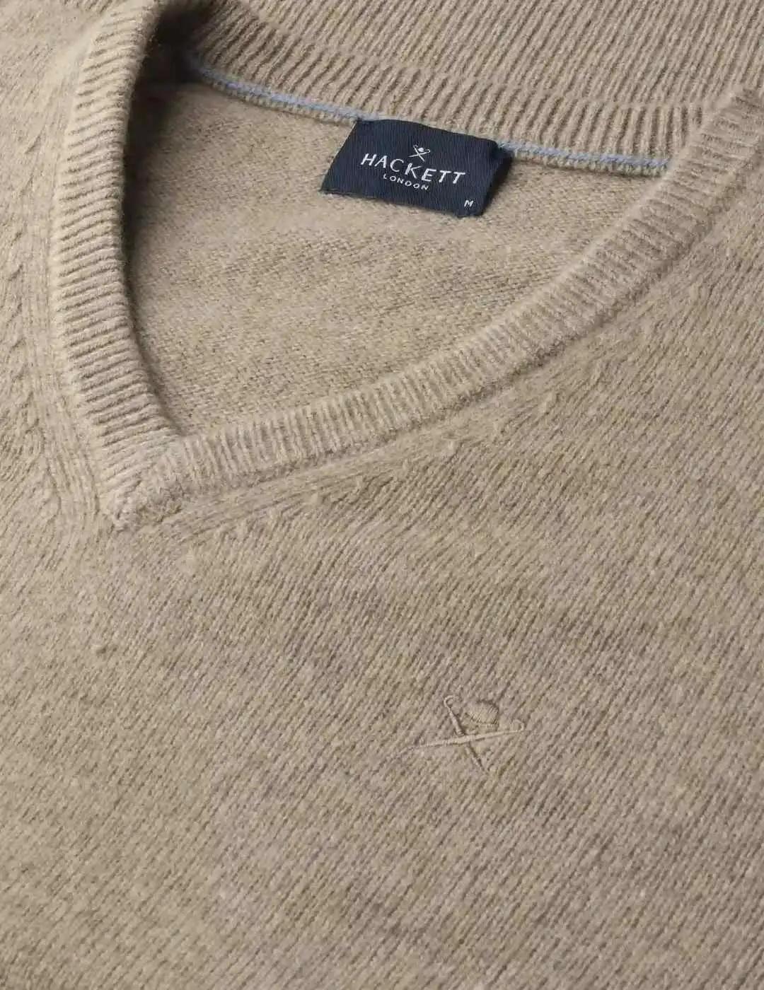 Hackett Jersey de lana cuello pico Beige