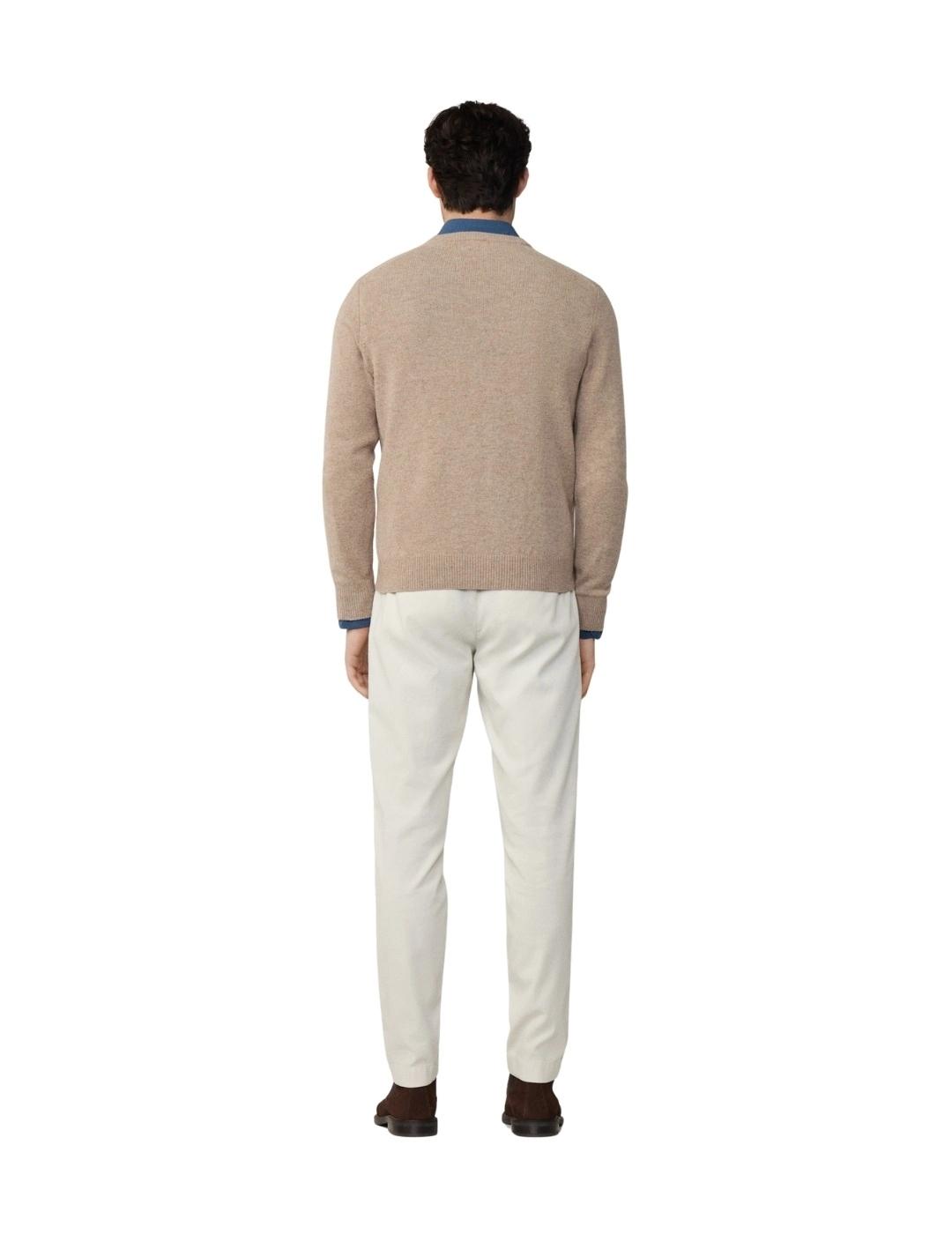 Hackett Jersey de lana cuello pico Beige