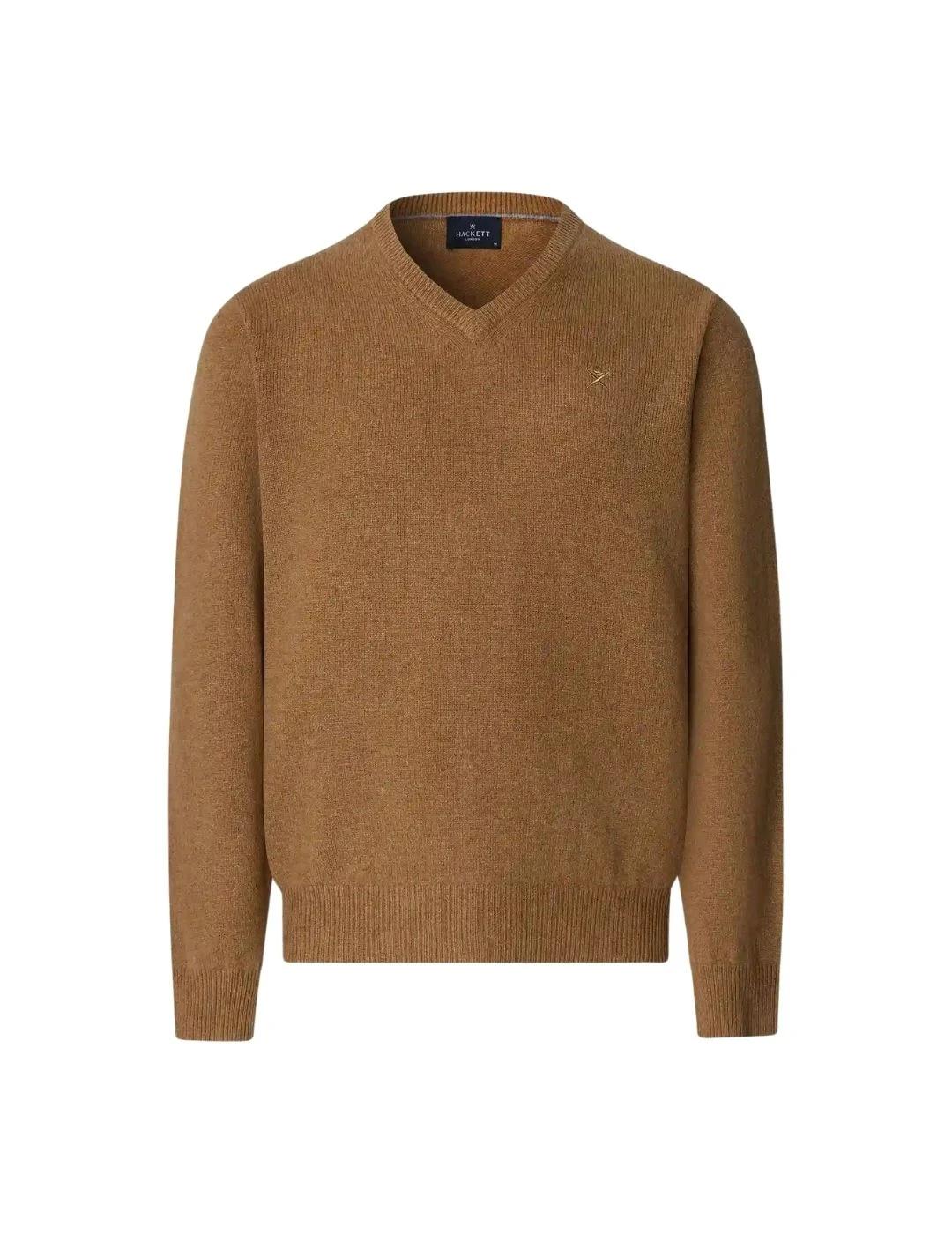 Hackett Jersey de lana cuello pico Camel