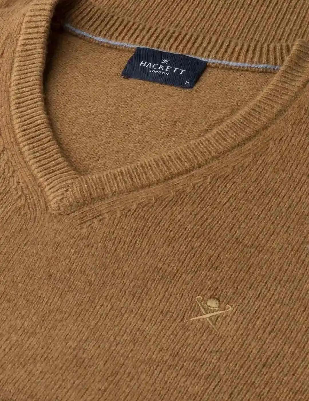 Hackett Jersey de lana cuello pico Camel