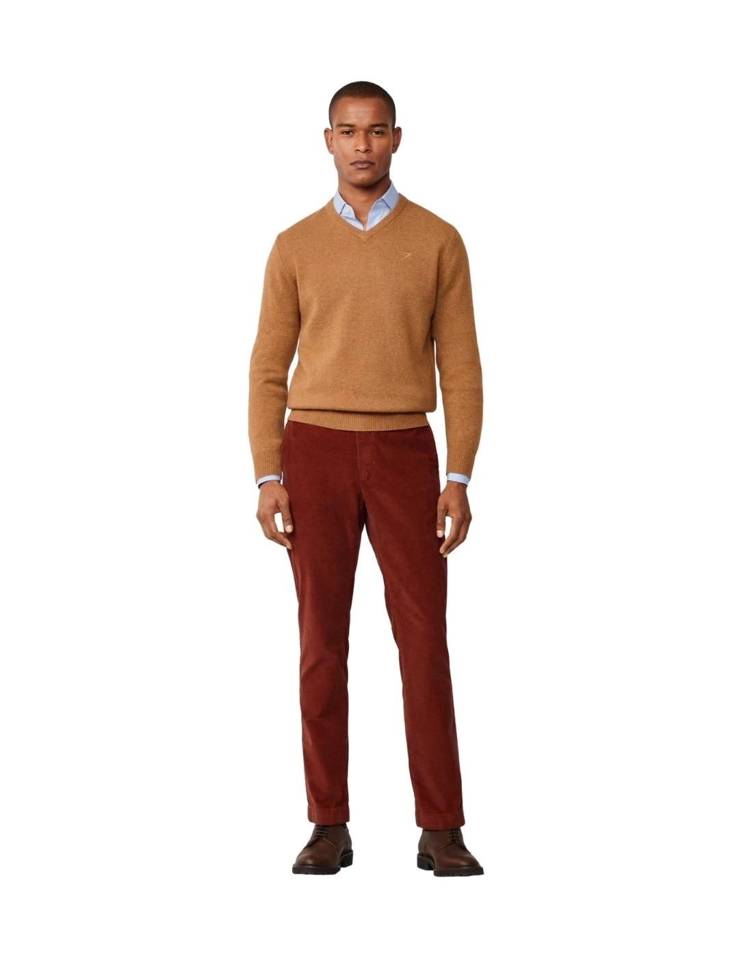 Hackett Jersey de lana cuello pico Camel