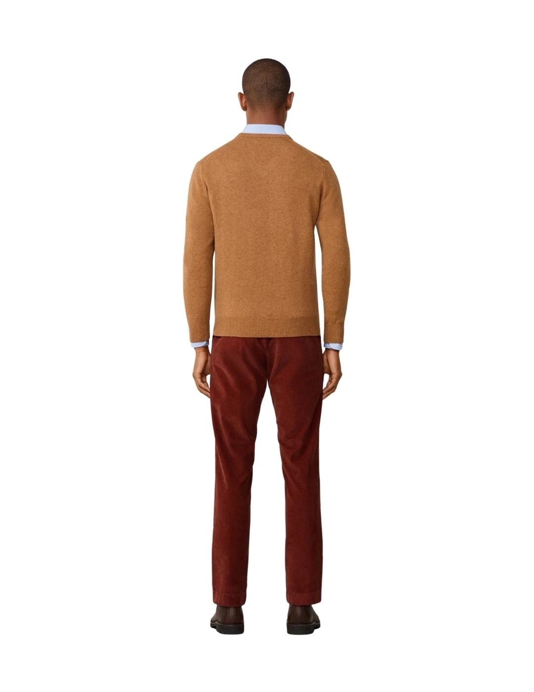 Hackett Jersey de lana cuello pico Camel