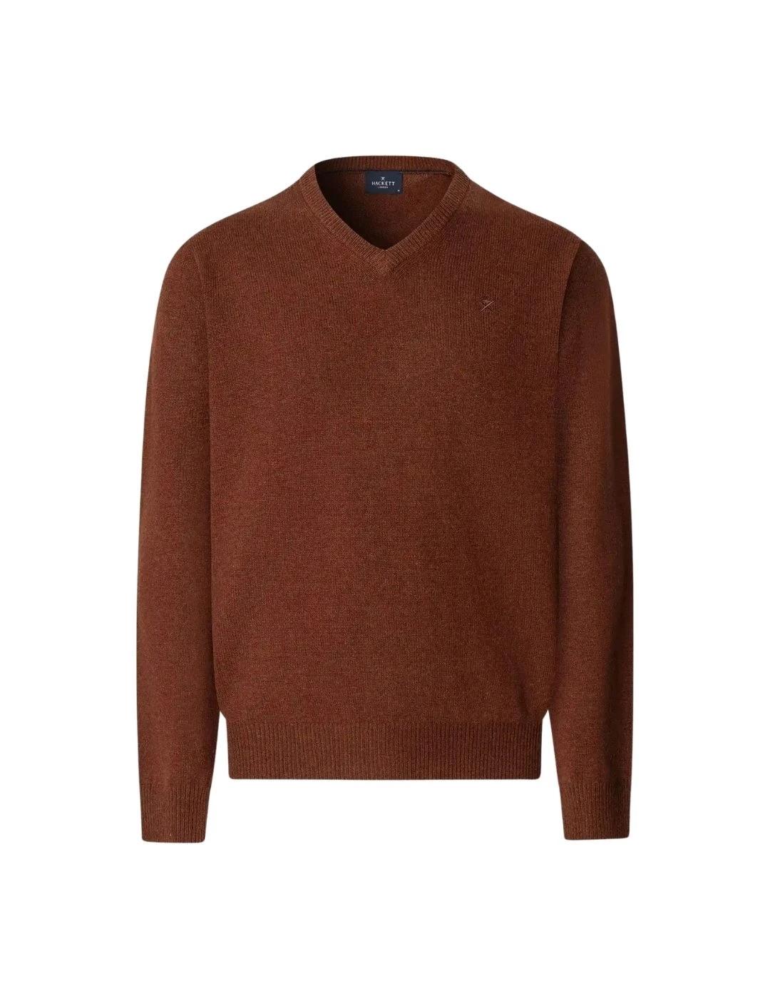 Hackett Jersey de lana cuello pico Marrón