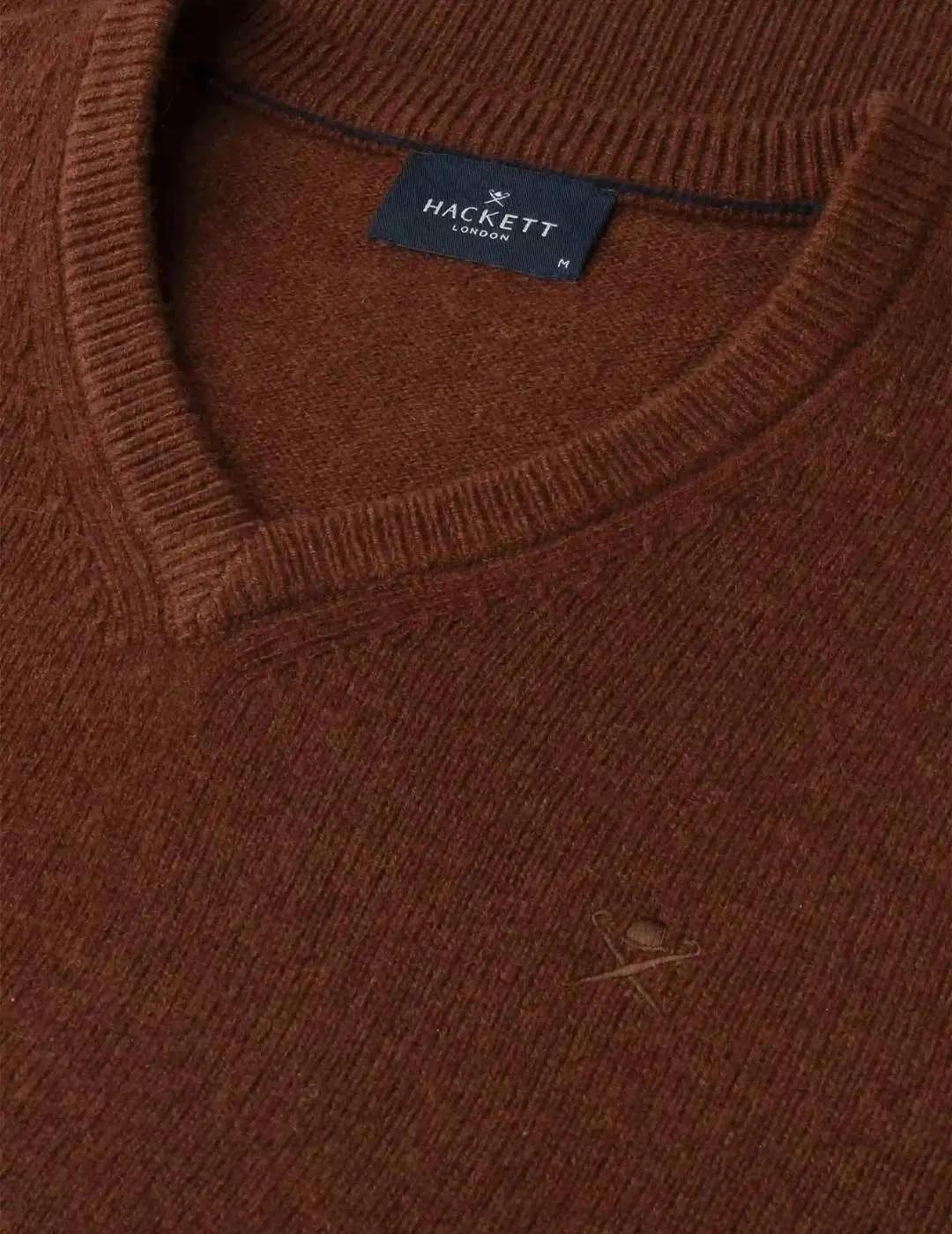 Hackett Jersey de lana cuello pico Marrón