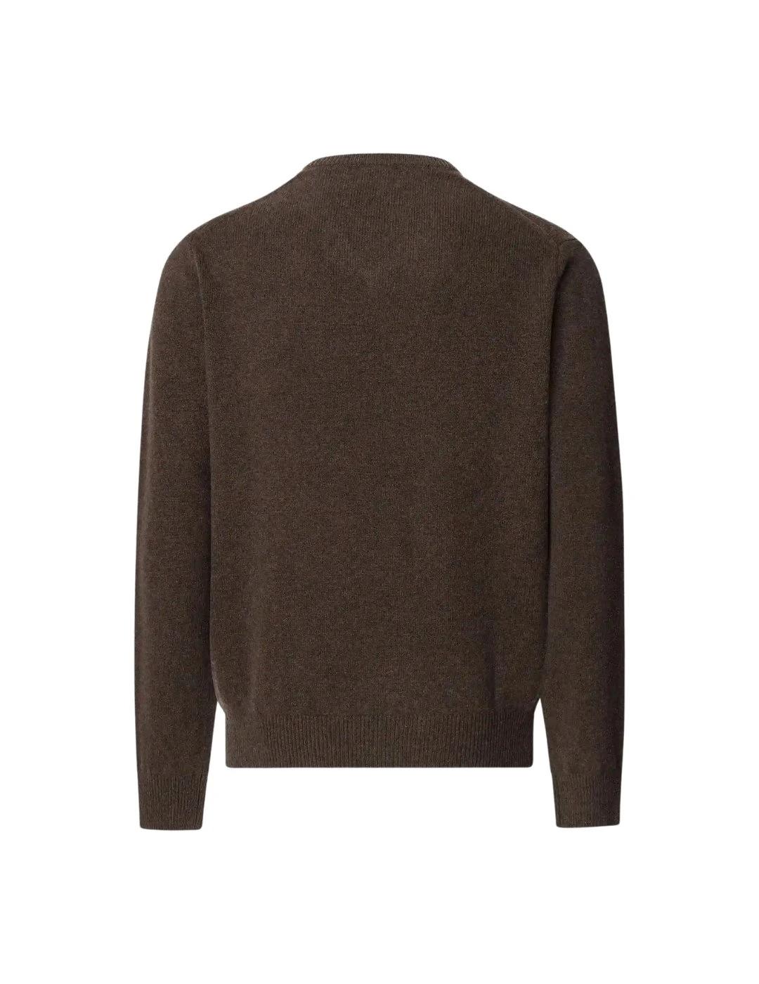 Hackett Jersey de lana cuello pico Marrón oscuro