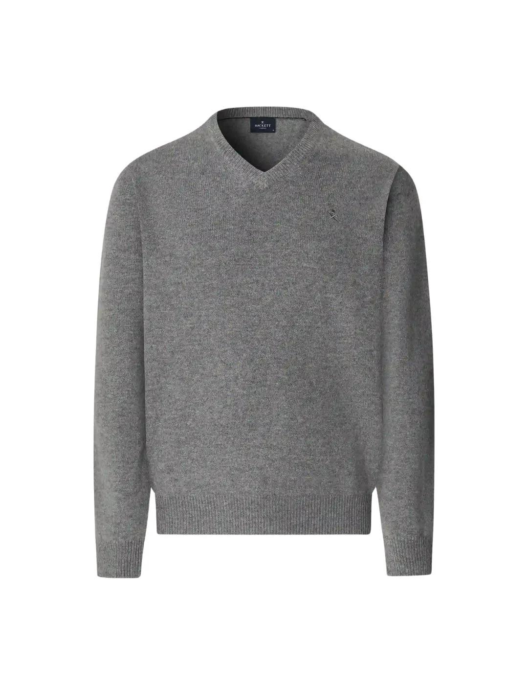 Hackett Jersey de lana cuello pico Gris claro