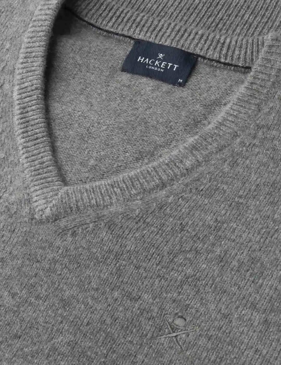 Hackett Jersey de lana cuello pico Gris claro