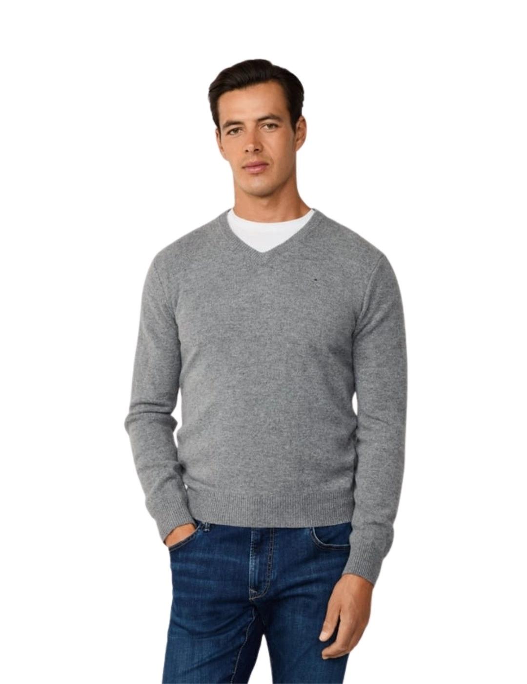 Hackett Jersey de lana cuello pico Camel