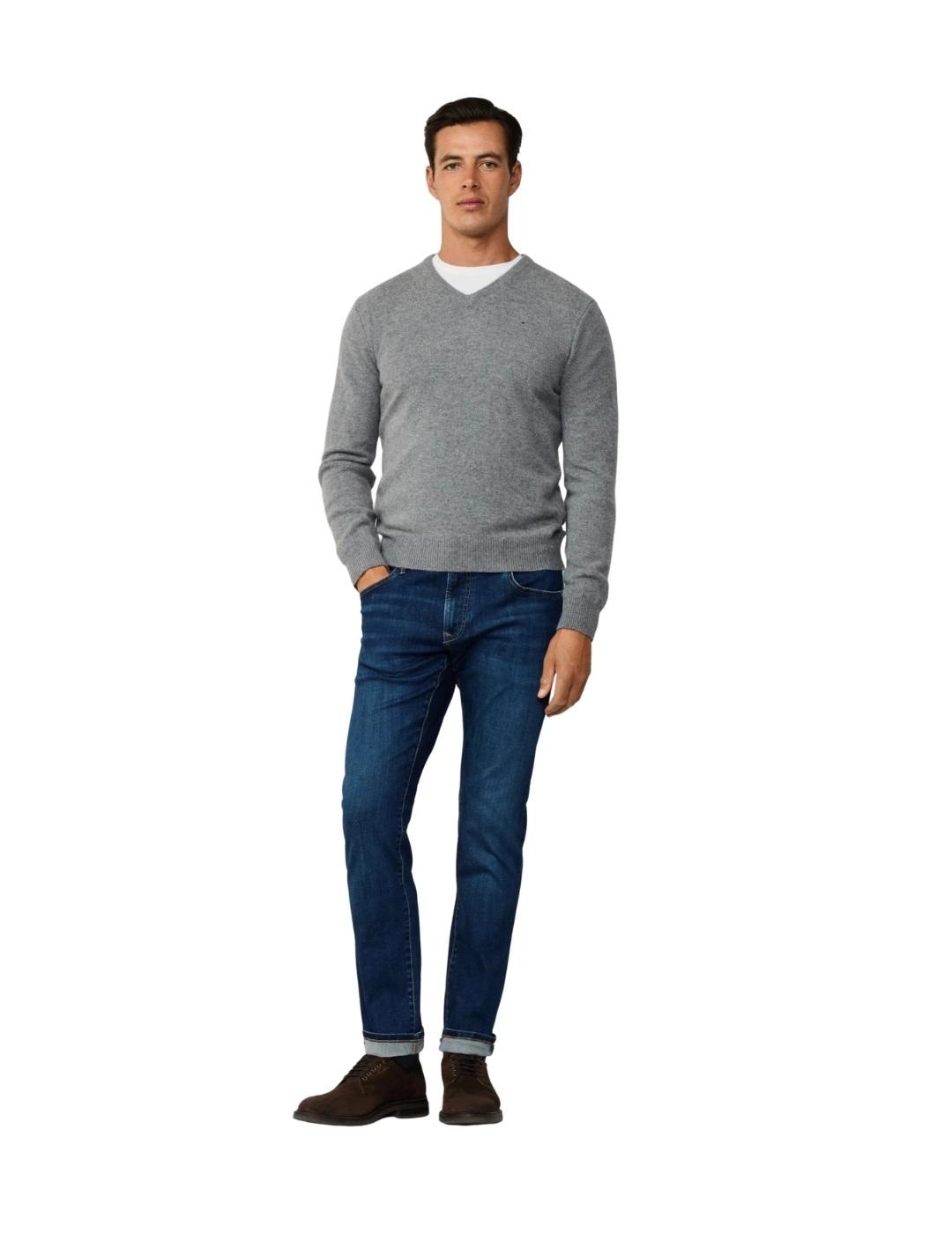 Hackett Jersey de lana cuello pico Gris claro