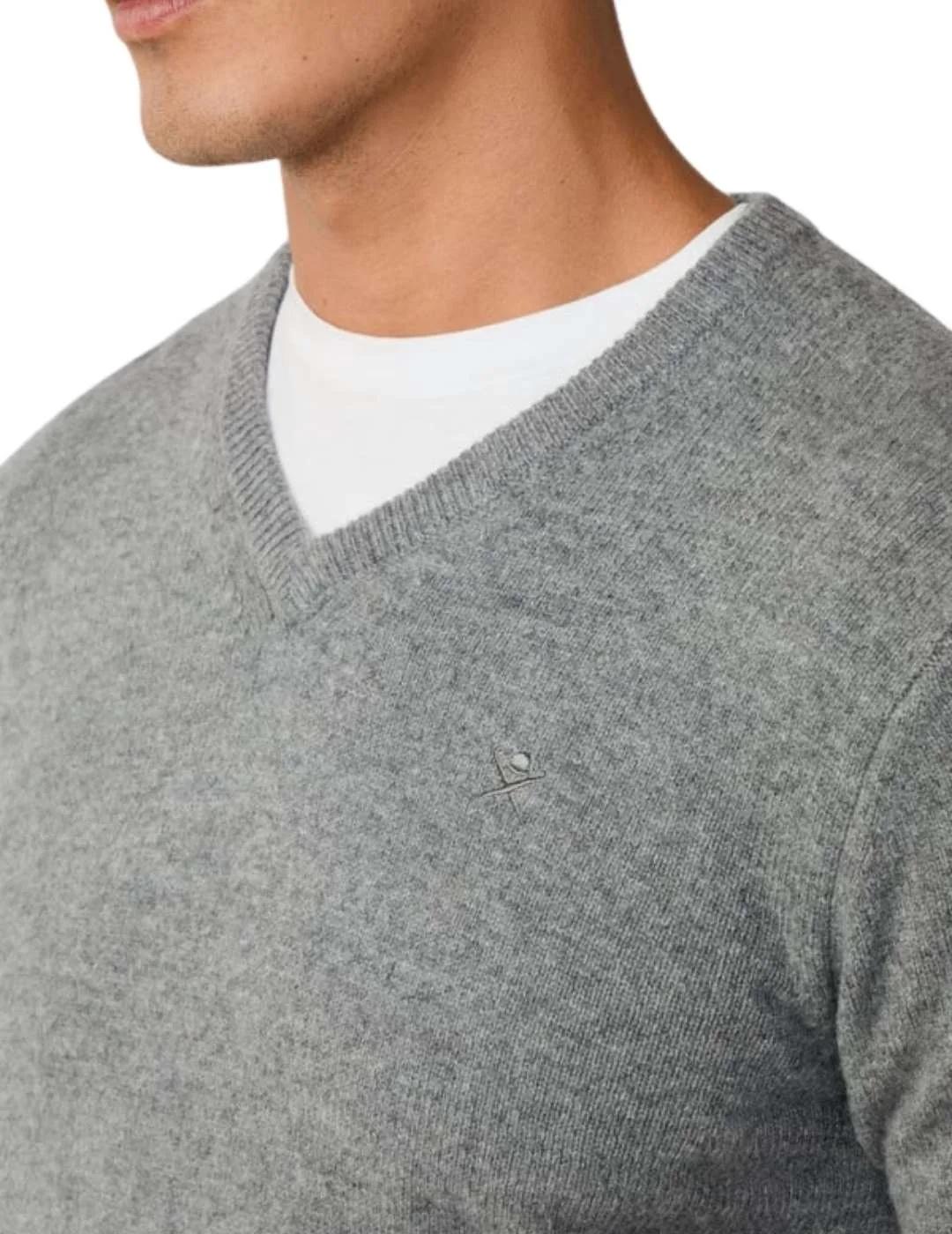 Hackett Jersey de lana cuello pico Gris claro