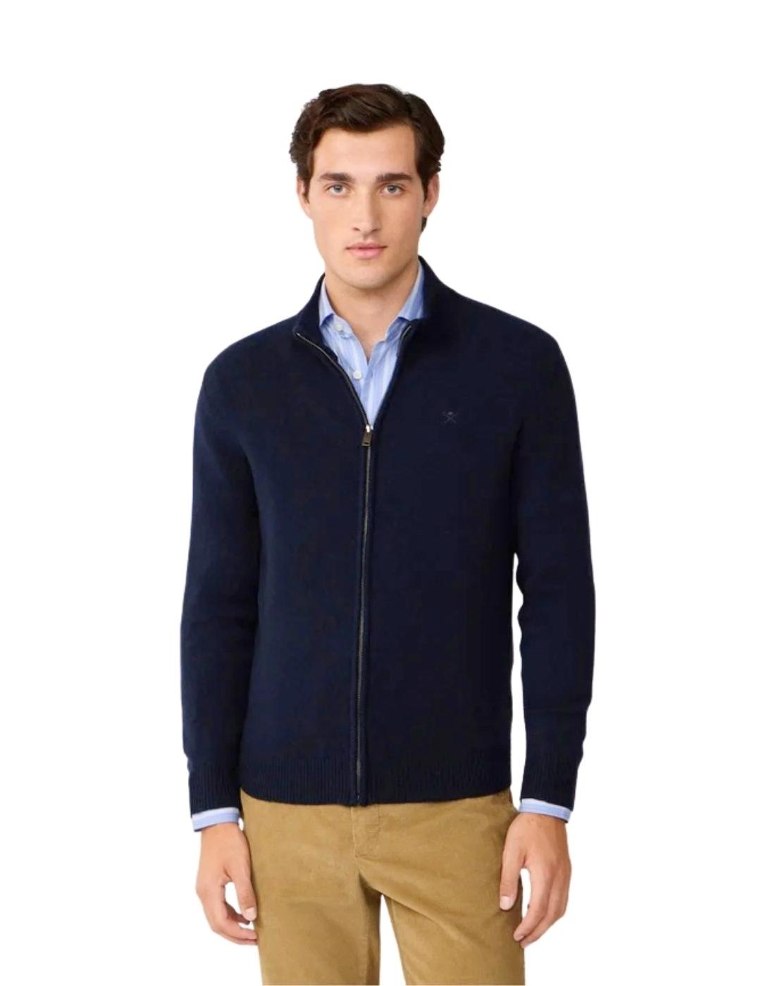 Hackett Cárdigan de lana cremallera completa Azul