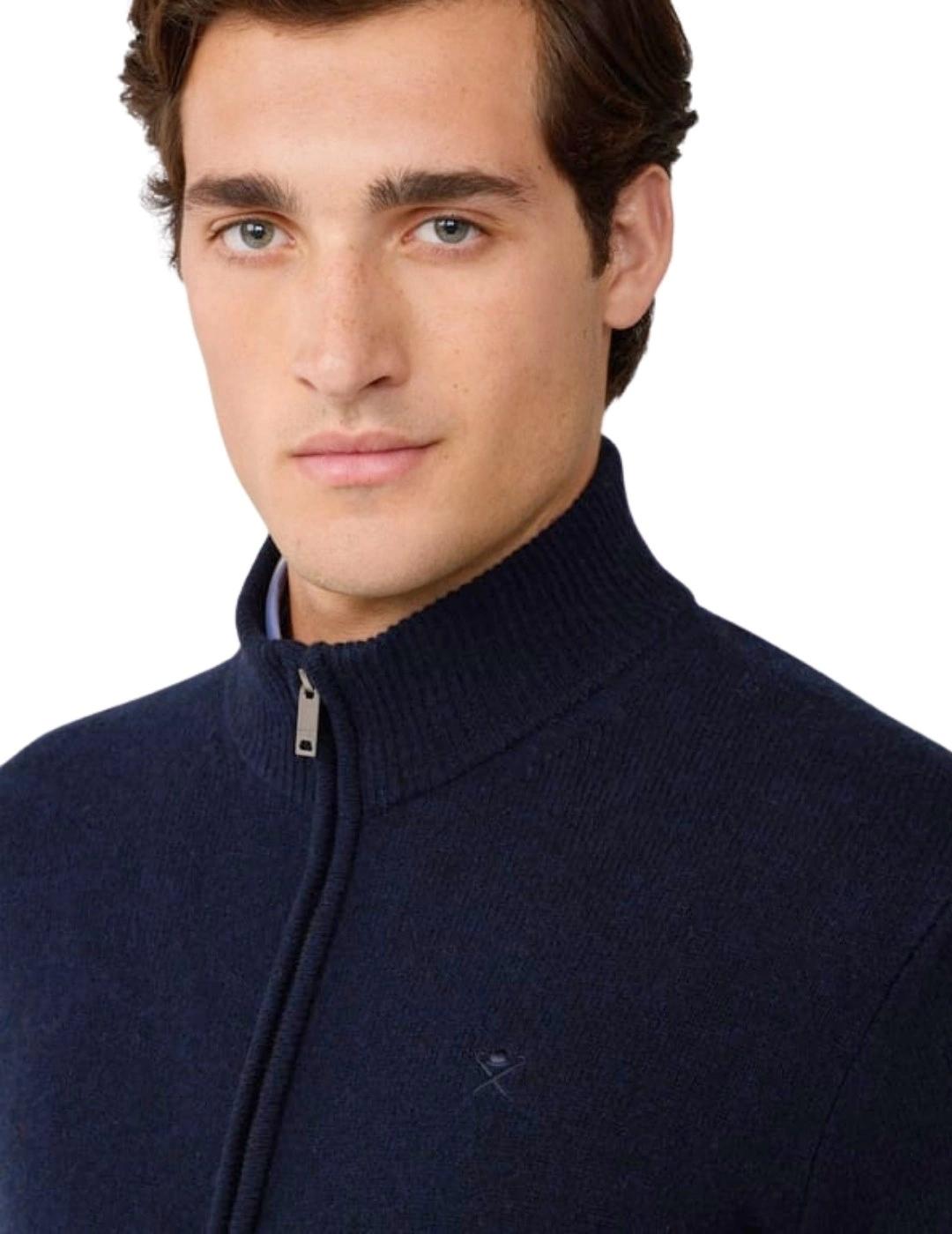 Hackett Cárdigan de lana cremallera completa Azul