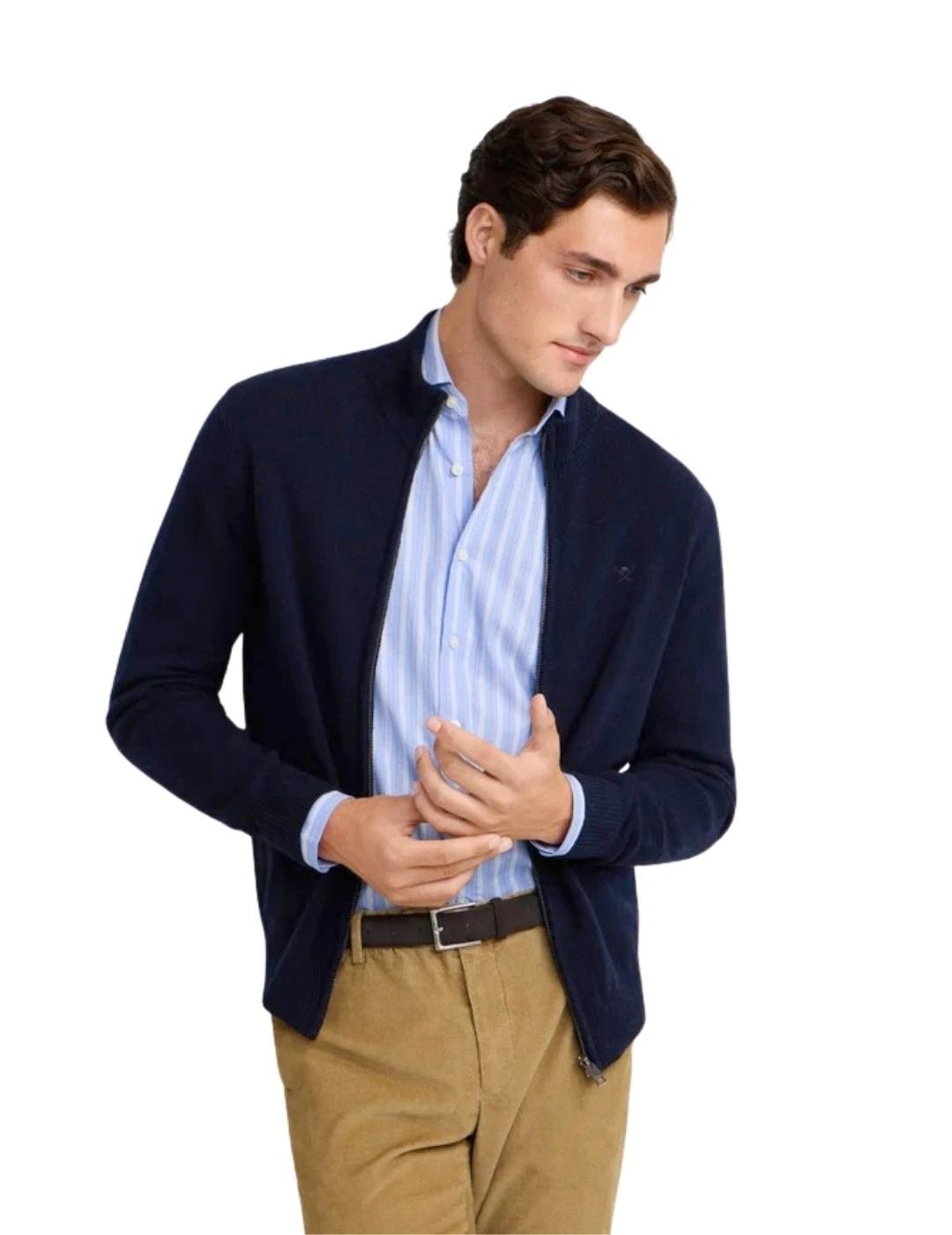 Hackett Cárdigan de lana cremallera completa Azul