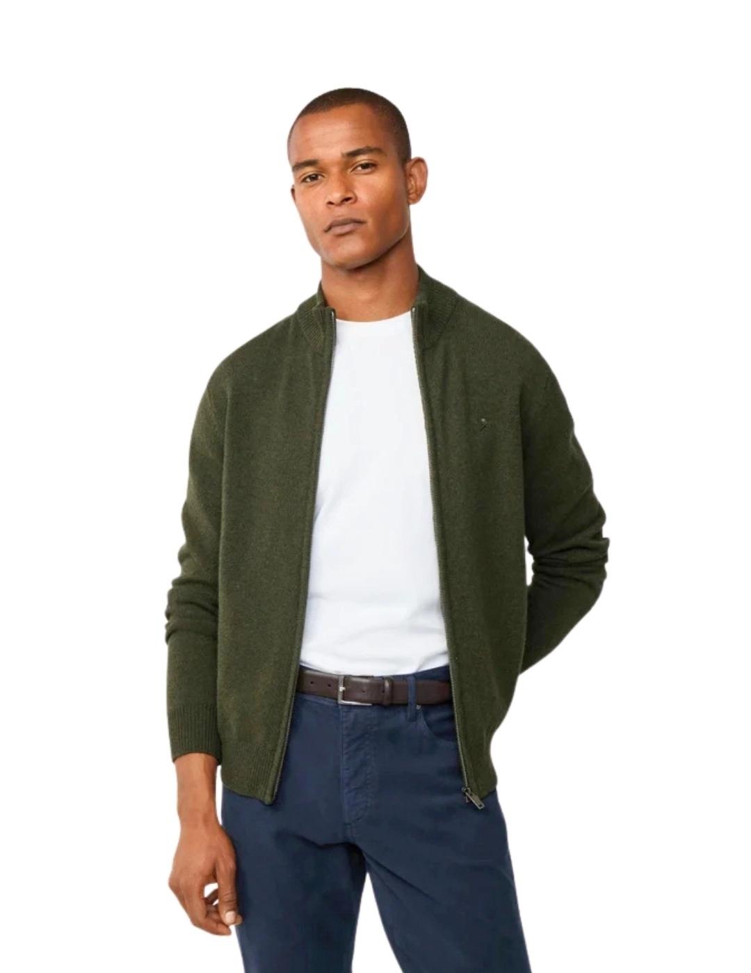Hackett Cárdigan de lana cremallera completa Verde