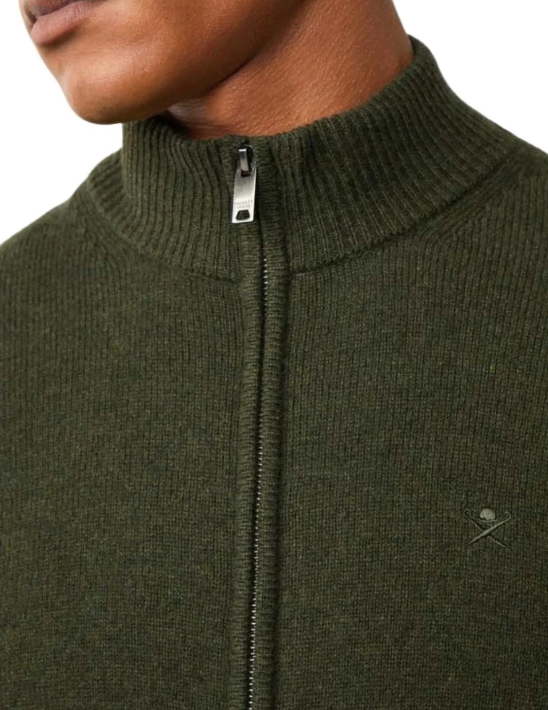 Hackett Cárdigan de lana cremallera completa Verde