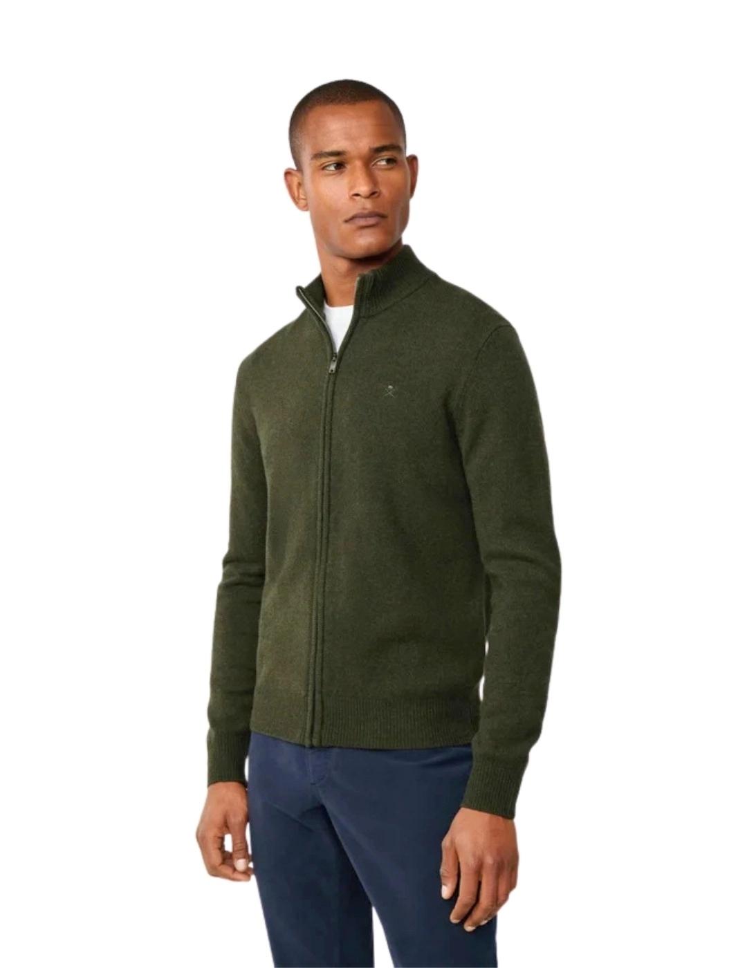 Hackett Cárdigan de lana cremallera completa Verde