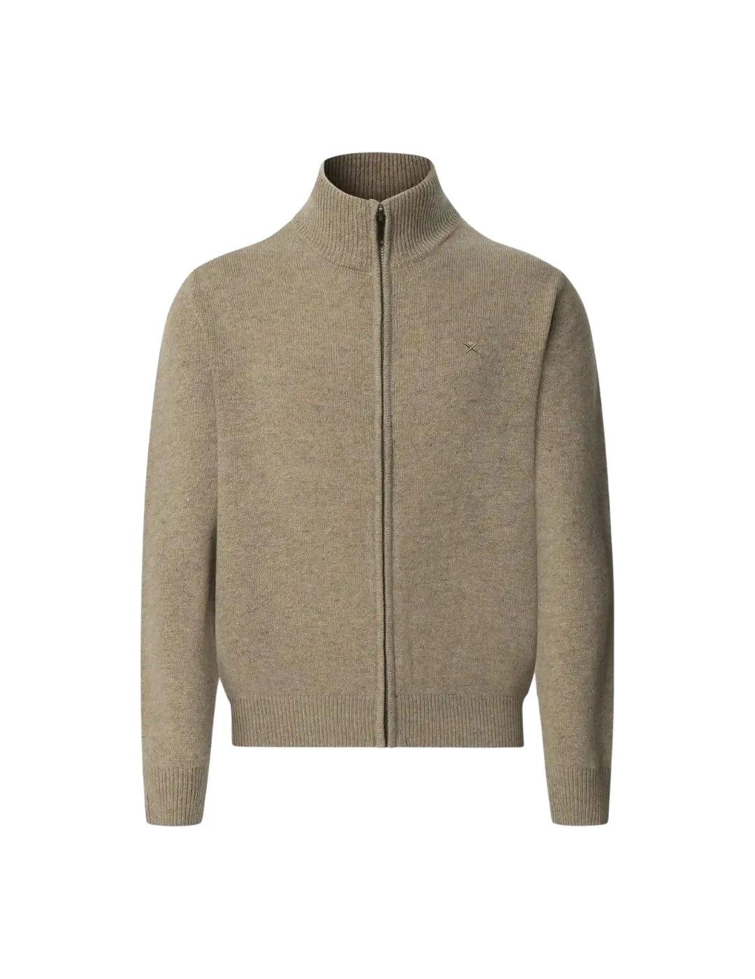 Hackett Cárdigan de lana cremallera completa Beige