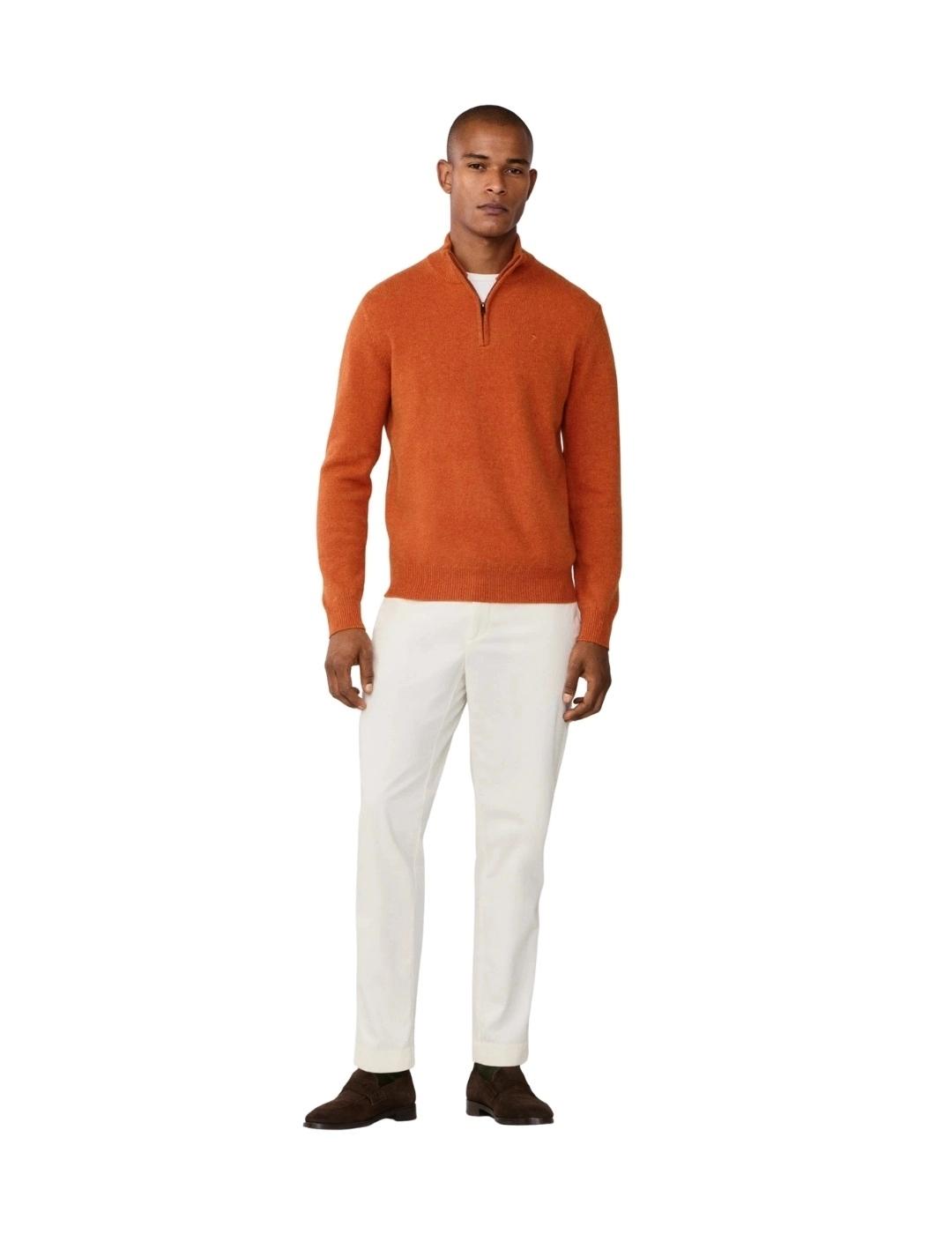 Hackett Jersey de lana media cremallera Naranja