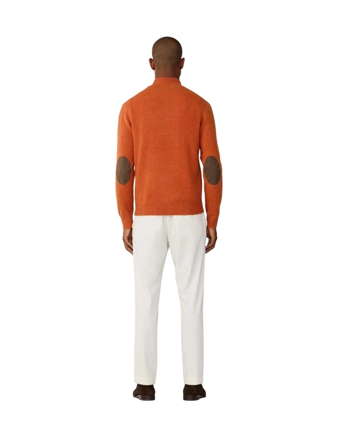 Hackett Jersey de lana media cremallera Naranja