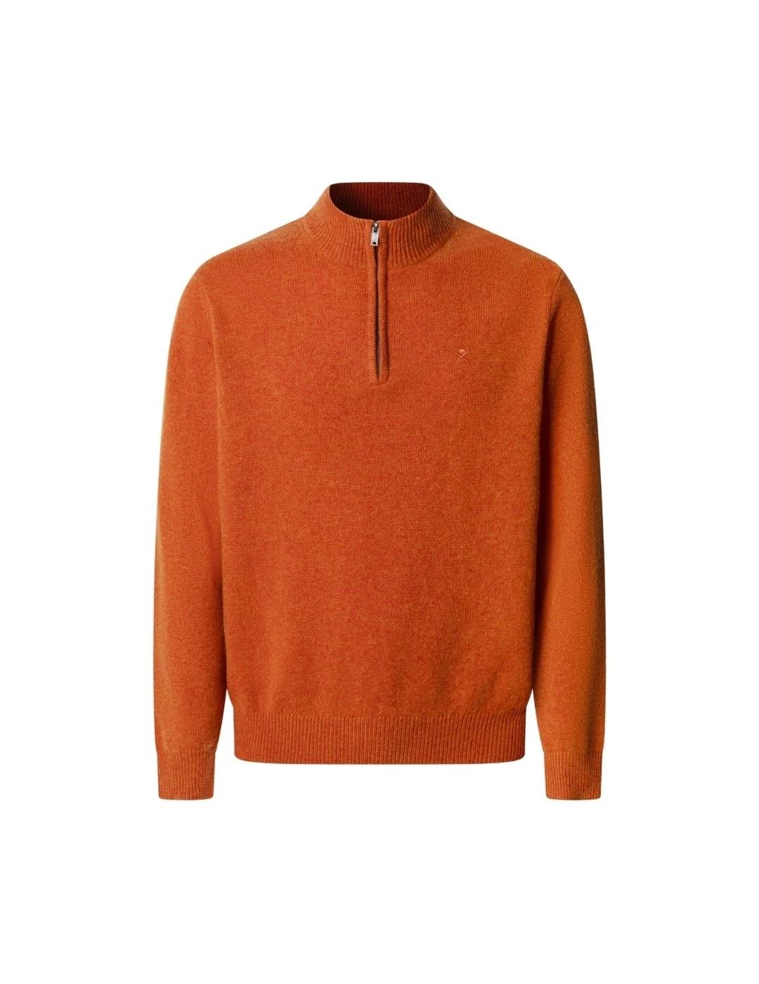 Hackett Jersey de lana media cremallera Naranja