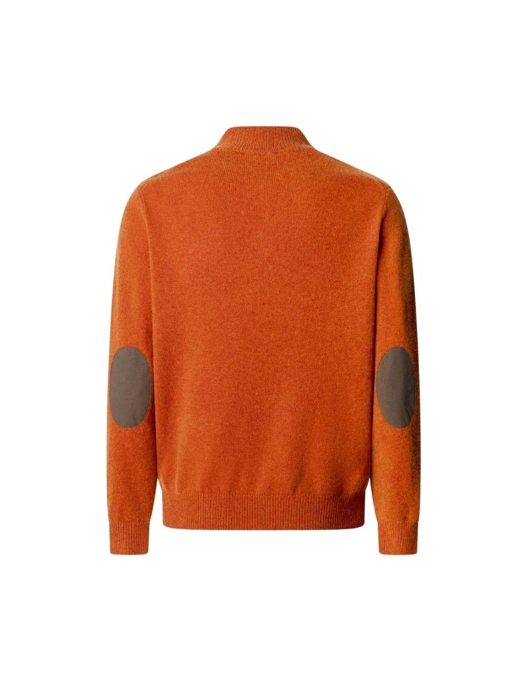 Hackett Jersey de lana media cremallera Naranja