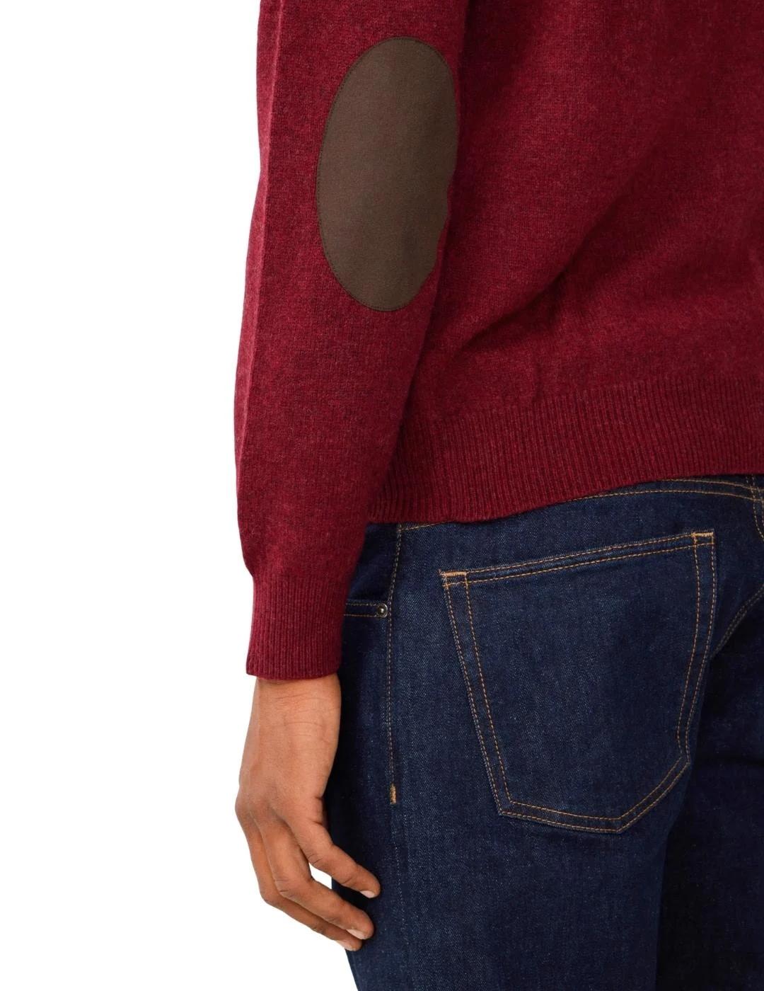 Hackett Jersey de lana media cremallera Granate