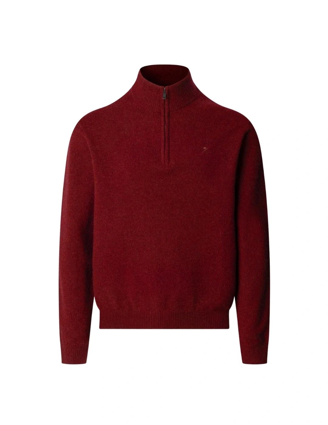 Hackett Jersey de lana media cremallera Granate