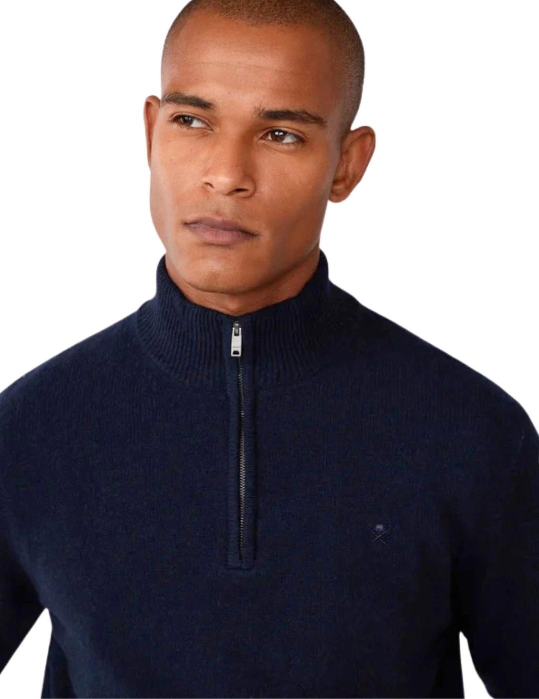 Hackett Jersey de lana media cremallera Azul