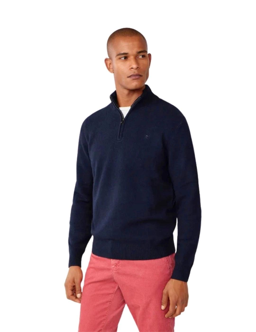 Hackett Jersey de lana media cremallera Azul