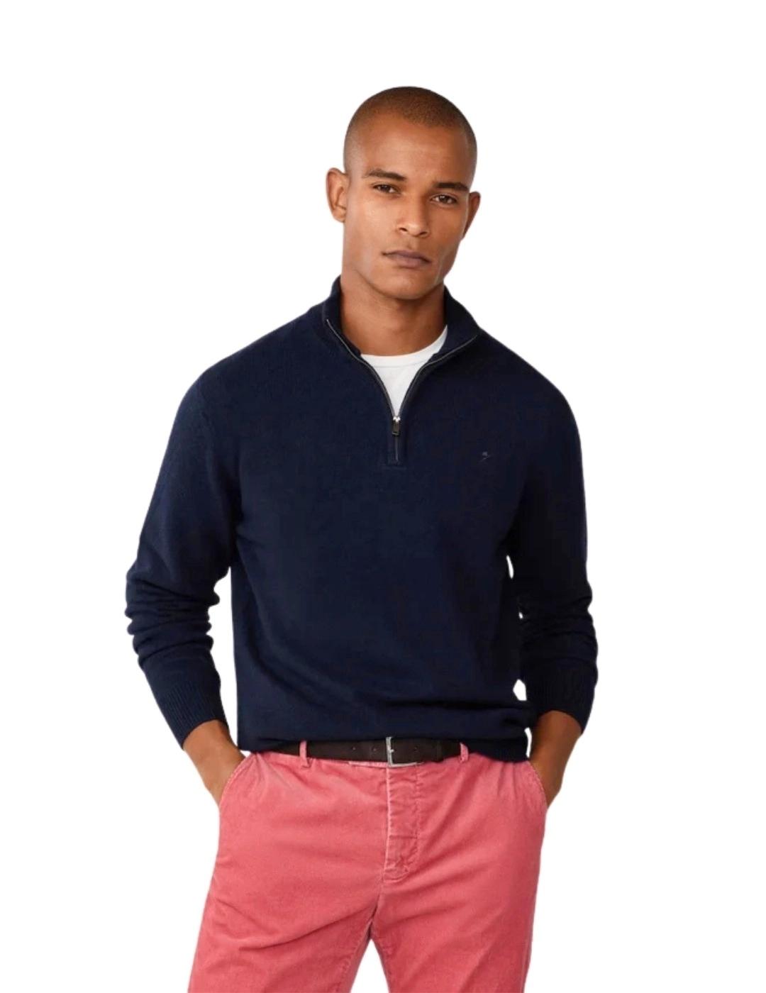 Hackett Jersey de lana media cremallera Azul