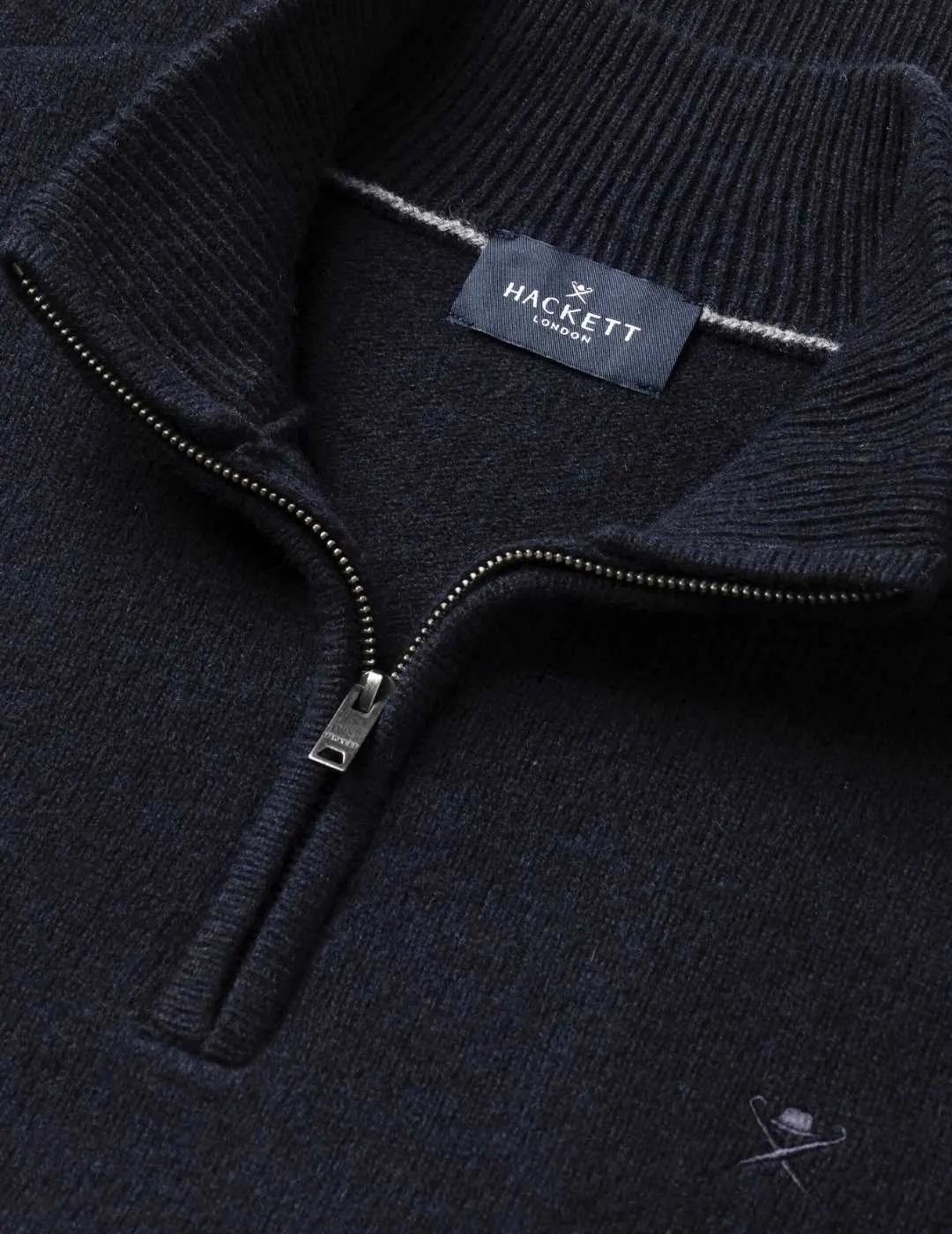 Hackett Jersey de lana media cremallera Azul